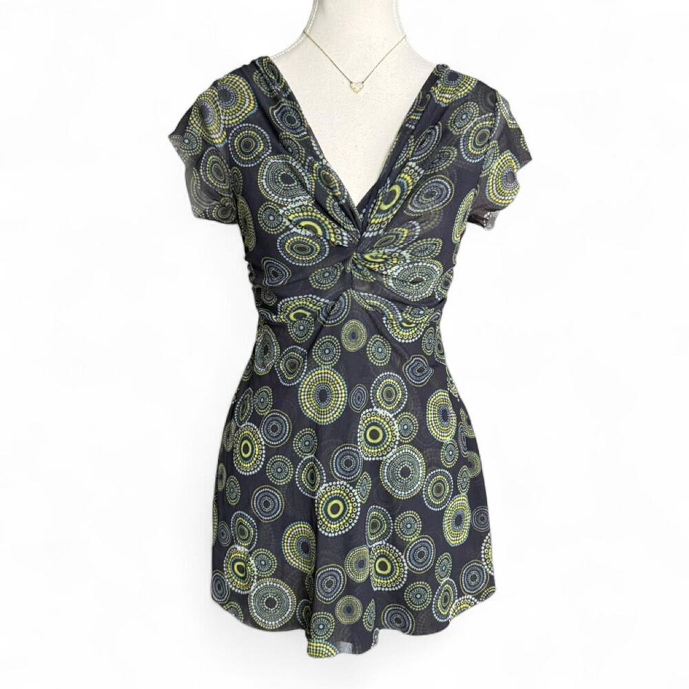 Patterned Baby Doll Short Sleeve Top Size M Brand : Silver Lining